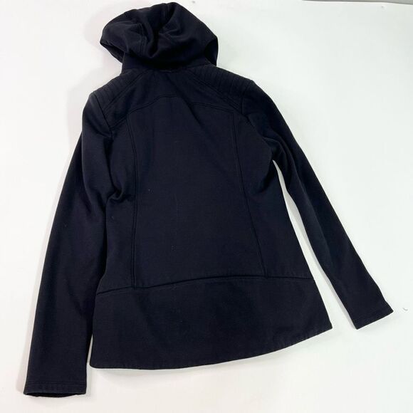 Athleta Fleece Sherpa Hoodie Womens Medium Black Hooded Full Zip Thumbholes - Picture 10 of 12